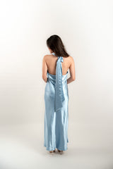Italia Azure Halterneck Maxi Dress