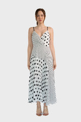 Navigate Polka Dot Formal Pleated Midi Dress