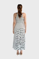 Navigate Polka Dot Formal Pleated Midi Dress