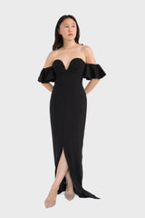 Off Shoulder Ruffle Sleeve Maxi Dress