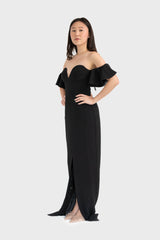 Off Shoulder Ruffle Sleeve Maxi Dress