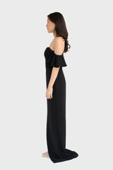 Off Shoulder Ruffle Sleeve Maxi Dress