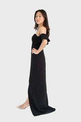 Off Shoulder Ruffle Sleeve Maxi Dress