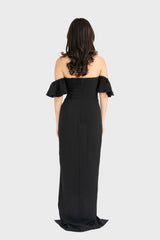 Off Shoulder Ruffle Sleeve Maxi Dress