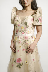 Floral Embroidered Filipiniana Tulle Gown