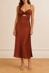 Luxe Twist Front Sleeveless Midi Dress
