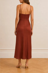 Luxe Twist Front Sleeveless Midi Dress