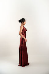 Custom Cowl Neck Silk Gown
