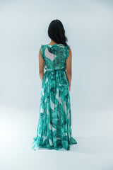 Strapless Chiffon Leaf Gown