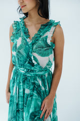 Strapless Chiffon Leaf Gown