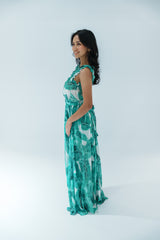 Strapless Chiffon Leaf Gown