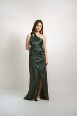 Silk Asymmetrical Gown with Slit