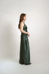 Silk Asymmetrical Gown with Slit