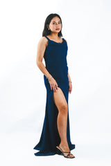 Customized High Slit Gown with Ruching