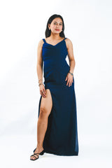 Customized High Slit Gown with Ruching