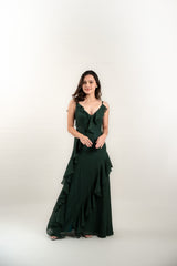 Ruffle Sleeveless Maxi Dress with Scarf