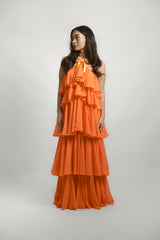 Layered Ruffle Halter Maxi Dress