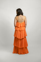 Layered Ruffle Halter Maxi Dress