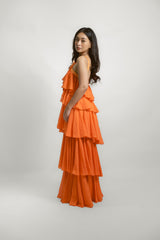 Layered Ruffle Halter Maxi Dress