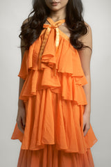 Layered Ruffle Halter Maxi Dress