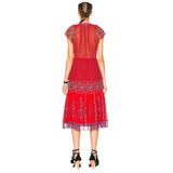 Red Silk Neela Midi Dress Boho