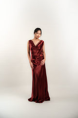 Custom Cowl Neck Silk Gown