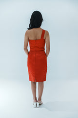 One Shoulder Silver Embellished Pencil Dress