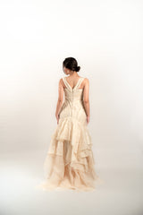 Custom Pina Off Shoulder Ruffle Wedding Gown