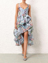 Matchmake Drape High Low Linen Silk Dress