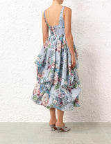 Matchmake Drape High Low Linen Silk Dress