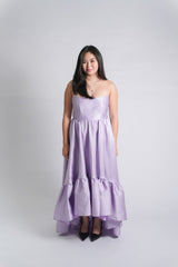 Madeleine Strapless High Low Gown with Ruffle Hem