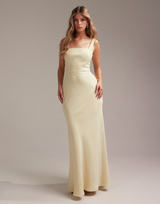 Bridesmaid Satin Square Neck Maxi Dress
