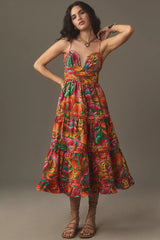 Beaded Spring Sleeveles Midi Dress