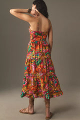 Beaded Spring Sleeveles Midi Dress