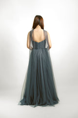 Strapless Cross Tulle Gown
