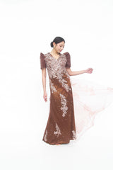 CM Dark Brown Terno Gown