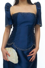 CM Midnight Blue Terno Top and Skirt