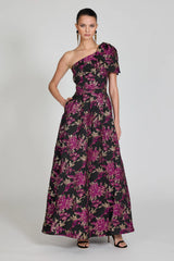 Matteau Pleated Off Shoulder Gown