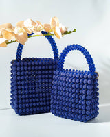 Square Bead Bag with Chain (Blue)