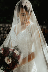 V-Neck Embellished Mermaid Wedding Gown